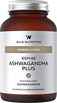 Wild Nutrition – Food Grown KSM-66 Ashwagandha Plus – Natural Mineral Supplement – 60 Capsules