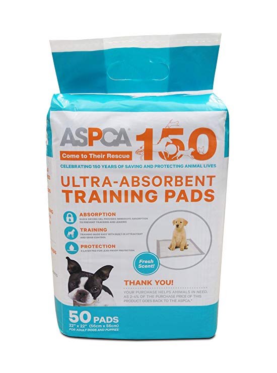 ASPCA Ultra Absorbent Training Pads for Pets, No Leaking, Odor Control, Ideal for Housebreaking Puppies