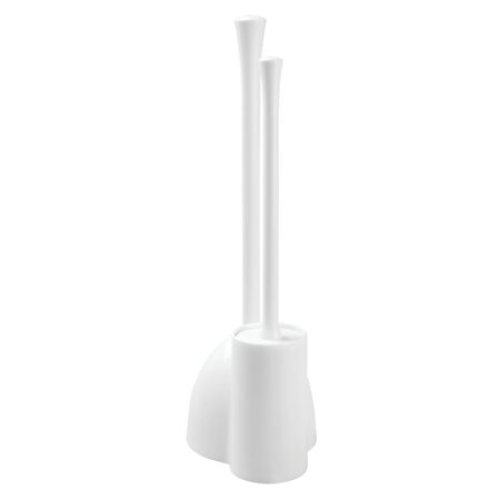 InterDesign Una Slim Toilet Bowl Brush and Plunger Set for Bathroom Storage - White