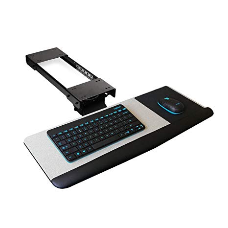 AIMEZO Adjustable Computer Keyboard Tray and Mouse Platform Ergonomic Under Table Desk Mount Keyboard Drawer
