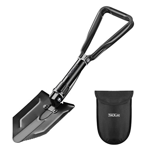 Tacklife GFS1A Folding Shovel Tri-fold Entrenching Tool with Carrying Pouch Solid Carbon Steel for Emergencies during Snow Season, Camping, Hiking, Backpacking, Gardening, Army and more