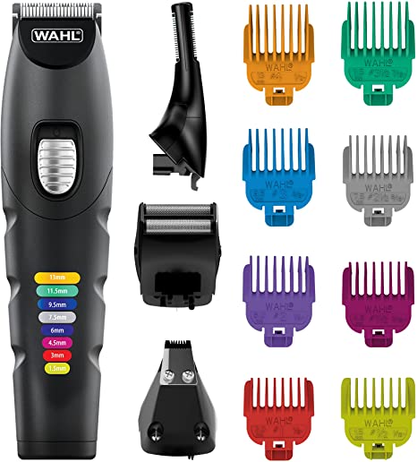 Wahl Father's Day Gift, Gifts for Dad, Colour Trim 8-in-1 Multigroomer, Colour Coded Multi Groomer, Men’s Body Trimmers, Face and Body Grooming for Men, Male Grooming Kit, 4 Attachment Heads