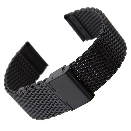 Geckota® Classic Milanese Mesh Stainless Steel Watch Strap IP Black, 22mm