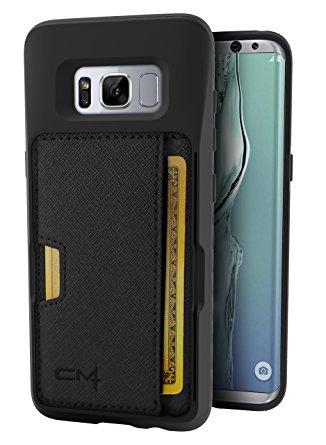 Galaxy S8 Wallet Case - Q Card Case for Samsung Galaxy S8 by CM4, Slim Protective Kickstand Credit Card Grip Cover - Black Onyx