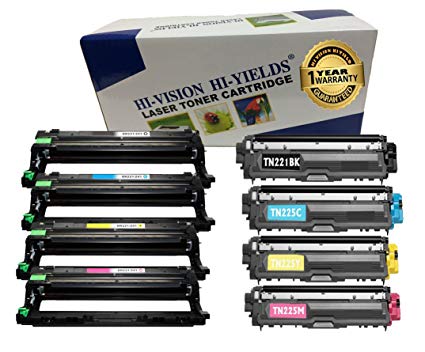 HI-VISION® Brother Compatible DR221CL Drum Unit set and TN221 TN225 Toner Cartridges for HL-3140CW,3170CDW,3150CDN,MFC-9130CW,9330CDW,9340CDW,DCP-9020CDN color laser printer TN-221 TN-225 DR-221CL