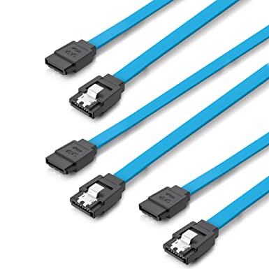 10Gtek SATA3.0 Cable, 6Gbps SATA Cable, Straight to Straight, Compatible for SSD, SATA SSD, 0.5-m(1.65ft), Pack of 3