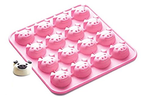SiliconeZone Piggy Collection Non-Stick Silicone 16-Cup Chocolate Mold, Pink