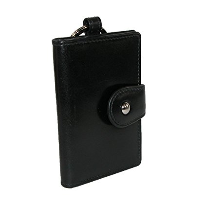 CTM Women's Leather Card and ID Holder Key Chain Fob