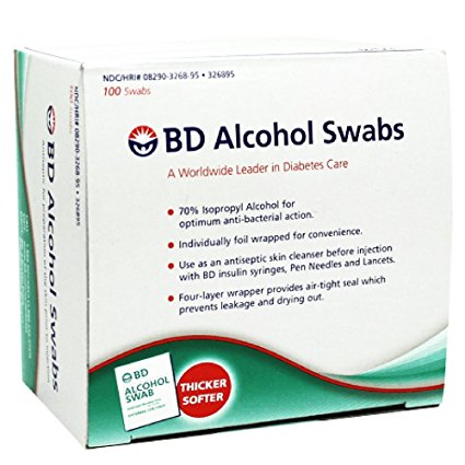 BD Alcohol Swabs 100 Each (Pack of 12)