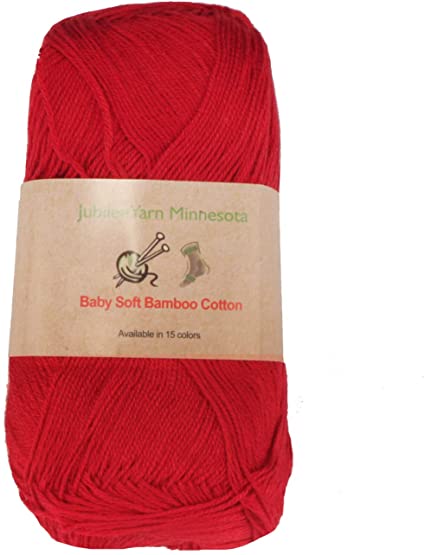 Baby Soft Bamboo Cotton Yarn - JubileeYarn - Red Hot Red - 4 Skeins