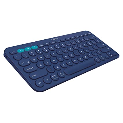 Logitech K380 Wireless Multi-Device Keyboard for Windows, Apple iOS, Apple TV Android or Chrome, Bluetooth, Compact Space-Saving Design, PC/Mac/Laptop/Smartphone/Tablet (Blue)