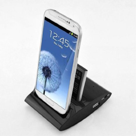 3 IN 1 OTG Desktop Dock Battery Charger Cradle Data Cable with Battery Charging Slot For SAMSUNG S3 I9300Black