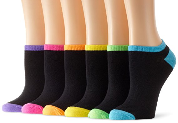 K. Bell Socks Women's 6 Pack Fashion No Show Liner Socks