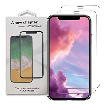 iPhone Xs Screen Protector (2-Pack) Tempered Glass [ Edge to Edge Protection ] for Apple iPhone X (2017)/Apple iPhone Xs (2018)