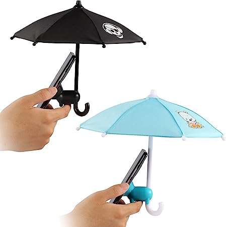 Rngeo 2 Pack Phone Umbrella Suction Cup Stand, Universal Adjustable Piggy Style Phone Stand Sun Visor, Sun Shade Sun Shield with Suction Cup Mount, Glare Blocking, Anti-Reflection (Black & Blue)