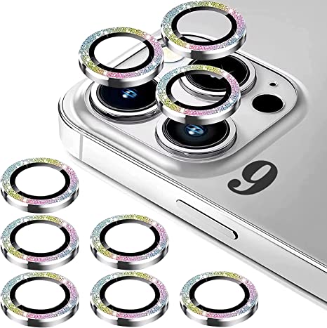 Arshek for iPhone 14 Pro/iPhone 14 Pro Max Camera Lens Protector, [Night Shooting Mode] Anti-Scratch HD Tempered Glass Camera Cover Screen Protector Metal Ring Accessories -Colorful Glitter