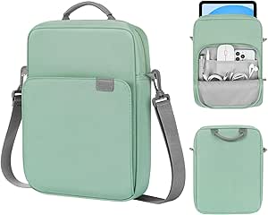 MoKo 9-11 Inch Tablet Sleeve Bag Handle Carrying Case with Shoulder Strap Fits iPad Pro 11 inch,iPad 10th 10.9,iPad 9/8/7th Generation 10.2,iPad Air 5/4th 10.9,iPad 9.7,Tab S8/S9 11", Cyan