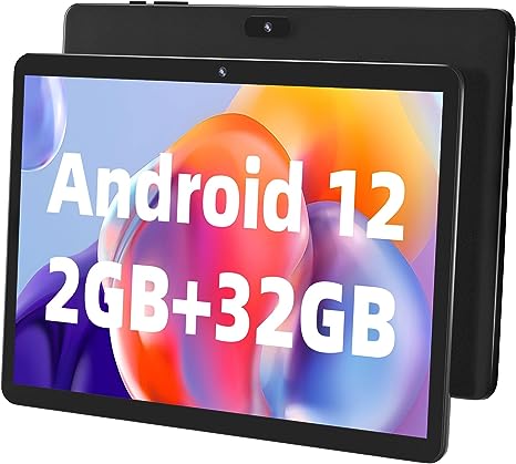 SGIN Tablet 10 Inches IPS Touch Screen, 2GB RAM 32GB Storage, Quad-Core Processor A133 1.6GHz Android 12, 5000mWh Battery Life TF Card 32GB Expansion, WiFi, Bluetooth(Black)