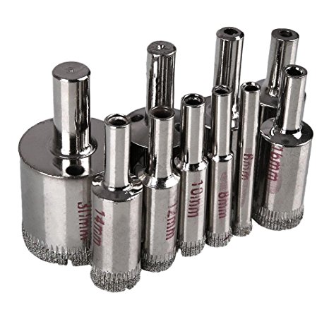 Soledi 10Pcs Diamond Coated Core Hole Saw Drill Bit Extractor Remover Set Tools For Tiles Marble Glass Ceramic etc