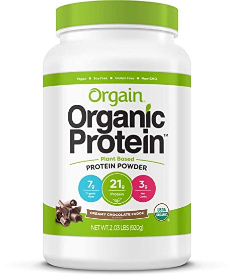 2.03 lb, Chocolate : Orgain Organic Plant Based Protein Powder, Creamy Chocolate Fudge, Vegan, Gluten Free, Kosher, Non-GMO, 2.03 Pound, Packaging May Vary