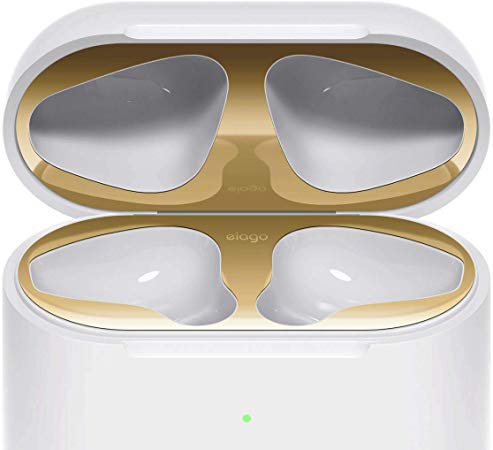 elago Upgraded AirPods 2 Dust Guard (Gold, 1 Set) – Dust-Proof Metal Cover, Luxurious Finish, Must Watch Easy Installation Video, Protects AirPods from Iron & Metal Shavings [Patent Pending]