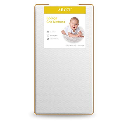 ARCCI Crib and Toddler Bed Mattress, Comfortable and Soft Cover, Firm Inner Core Fully Washable, Lightweight, Hypoallergenic, Non-Toxic, Breathable Infant Mattress for Baby