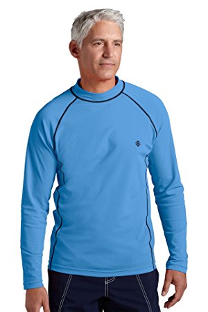 Coolibar Men's Uv Protective Upf 50 Plus Long Sleeve Swim Shirt-Navy, Size 38/Small