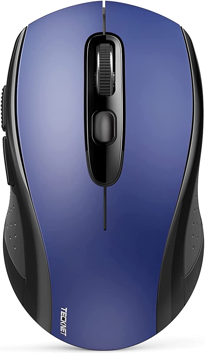 TECKNET Bluetooth Wireless Mouse, Multi-Device Slim Bluetooth Mice (Tri-Mode: BT 5.0/3.0 2.4G), 2400 DPI Portable Optical Mouse with USB Nano Receiver for Laptop/Computer/PC/Mac, Blue