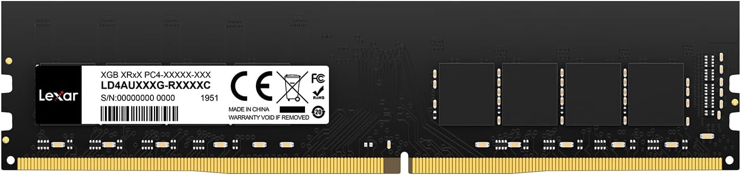 Lexar UDIMM 16GB DDR4 RAM, 3200 MHz, 288-Pin DDR4 U-DIMM Desktop Memory, High-Performance Computer Memory, PC RAM Module Upgrade(LD4AU016G-B3200ASST)