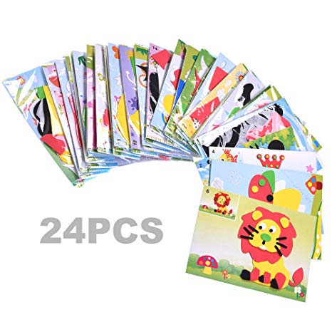 BCP 24 Set Educational Preschool DIY 3d Eva Foam Art Craft Painting Sticker Puzzle Kit