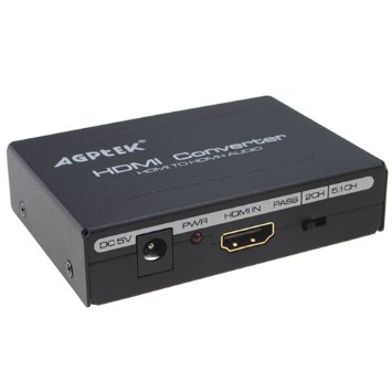 AGPtek® HDMI to HDMI   SPDIF   RCA L / R Audio Extractor Converter (HDMI input,HDMI  Audio output)