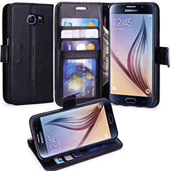 LK 3320724 PU Leather Wallet Case with Stand for Samsung Galaxy S6 - Black