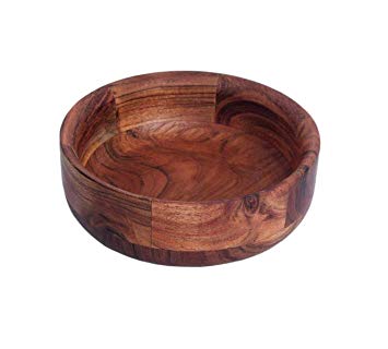 Kaizen Casa Wooden Round Shaped Serving Bowl For Fruit,Dessert Platter Tray Dish Kitchen Dining Fruit,Dessert,Snack