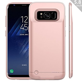 COOFUN Samsung Galaxy S8 Charger Battery Case, Wireless Disassemble Metal framework Bank Case, 4200mAh Ultra thin Rechargeable Portable External Backup Battery Pack - Protective Case (Rose Gold)