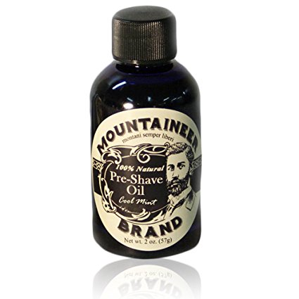 Pre-Shave Oil by Mountaineer Brand:(Cool Mint) For nick-free, close shave and soft skin--2 ounce bottle