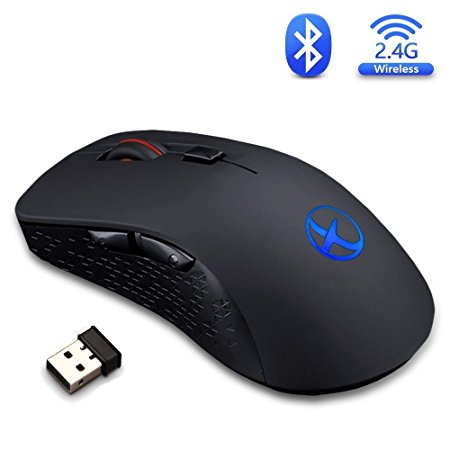 2.4GHz and Bluetooth 4.0 Dual Mode Rechargeable Mouse, LAOPAO Optical Mice work on Two Devices for PC, Mac, Laptop, Android Tablet (Black)