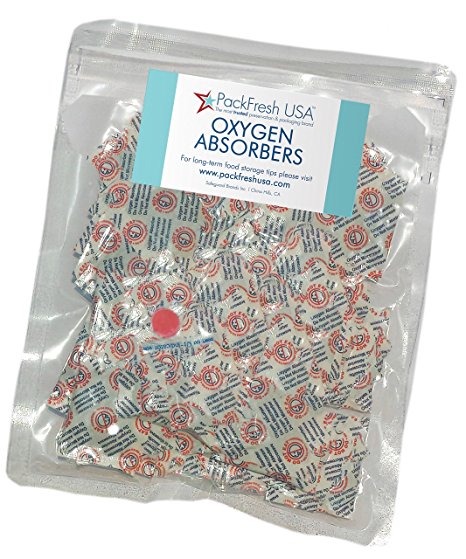 100cc Oxygen Absorbers for Dehydrated Food and Emergency Long Term Food Storage - Package of 100