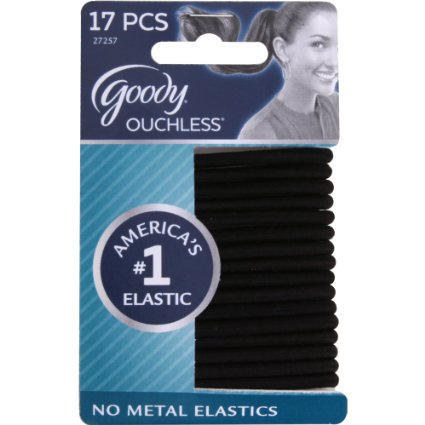 Goody Ouchless Hair Elastics, Black, 17 Count