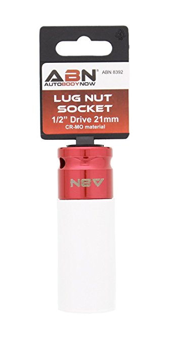 ABN 1/2” Inch Impact Drive 21mm Lug Nut Socket – Non-Marring, Color-Coded, Laser-Etched, Thin-Walled Wheel Rim Protector