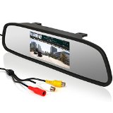 Intsun 43 inch Screen Car Vehicle Rearview Mirror Monitor for DVDVCRCar Reverse CameraDC 12V  PAL  NTSC  2 Ways Video Inputs 43 inch