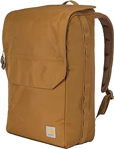 Carhartt 21L Top-Load Backpack, Water Resistant Coated Canvas Base with Laptop Sleeve, Brown, One Size