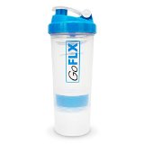 GoFLX8482 Portable Protein Shaker Tower Bottle  Cup with Powder and Pill Storage
