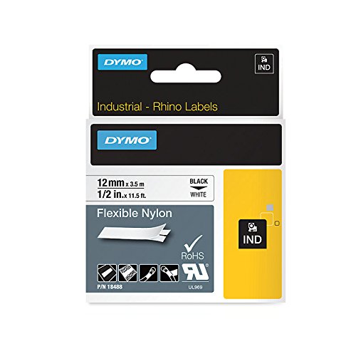 DYMO Authentic Industrial Labels for  LabelWriter and Industrial Label Makers, Black on White, 1/2", 1 Roll (18488)