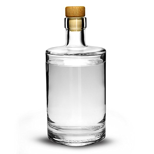 Galileo Flint Glass Bottle with Cork 17.6oz / 500ml - Set of 4 - Glass Bottle for Home Made Sloe Gin