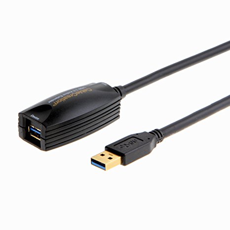 CableCreation Gold (Long 16FT) Super Speed USB 3.0 Active Extension Cable, USB 3.0 Extender USB A-Male to A-Female Cable, 5Meter/16ft, Black