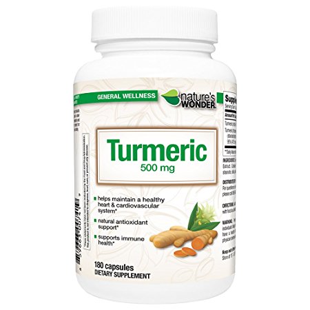 Nature's Wonder Turmeric 500mg Supplement, 180 Count