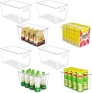 YIHONG Clear Plastic Storage Bins, 8 Pack Pantry Organizer Bins with Handle for Kitchen, Freezer,Cabinet,Closet Organization and Storage(XL)