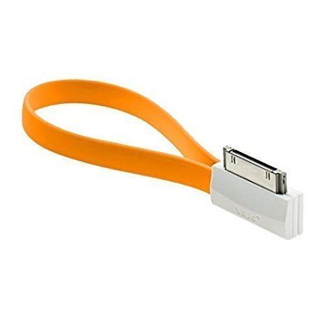 VOJO 30 Pin Apple iPhone 4s iPod Classic iPad 2 Charger to USB Cable 30pin Dock Charging Cord Short (8in / 0.2m) [Orange] with Magnets Inside for Easy Packing, Handy, Portable & Tangle-Free iMAGNET 1