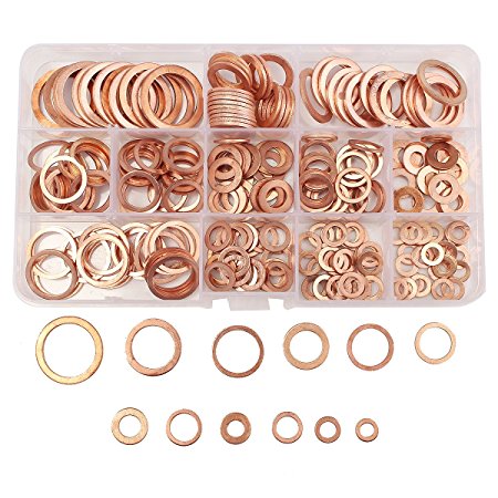 Baban 280 Pcs Flat Ring Copper Washer Assortment Flat Washers Kit 12 Size Types
