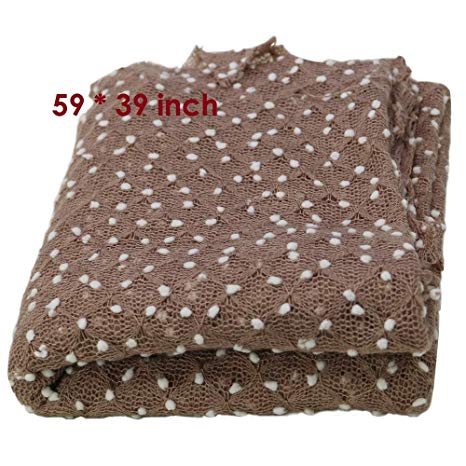 Newborn Photography Props Newborn Wraps Baby Photo Blanket, Basket Layer Filler Backdrops Dot Pattern Pretty Breathable Acrylic 59X39inch Light Brown